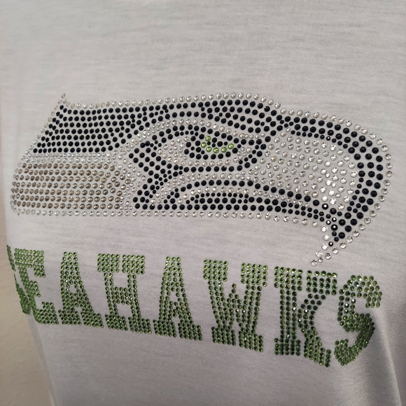 White Seahawks Rhinestone T-Shirt - Picture 3 of 5